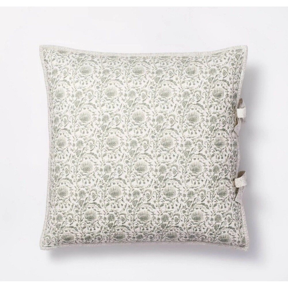 Euro Decorative Border Cotton Slub Print Sham Teal/Green– Threshold Studio McGee